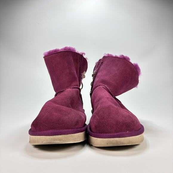 UGG Adoria Tehuano Purple Suede Back Lace Winter Ankle Boots Women's Size 11 - Picture 2 of 9